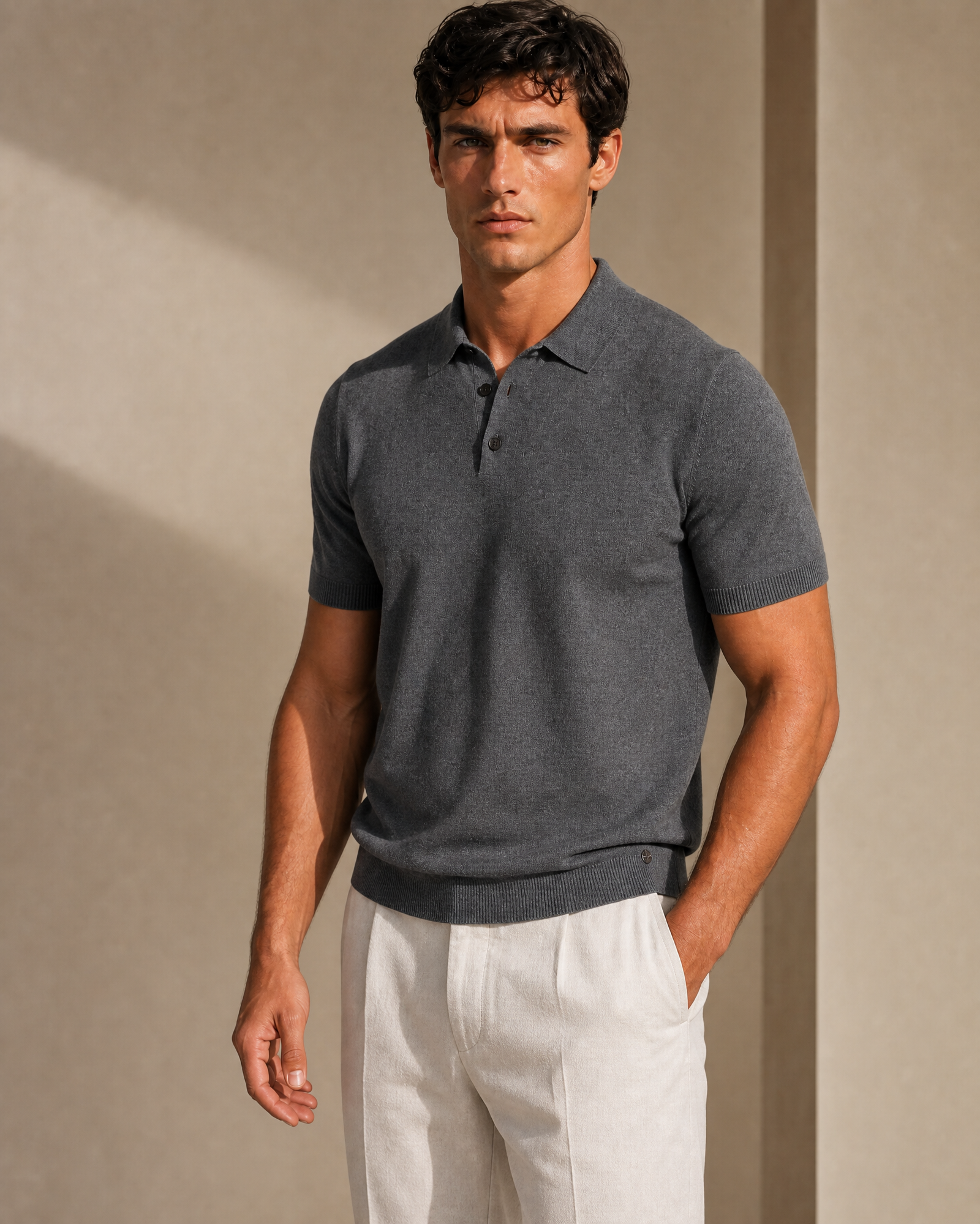 Lightweight Cashmere Short Sleeve Polo Shirt