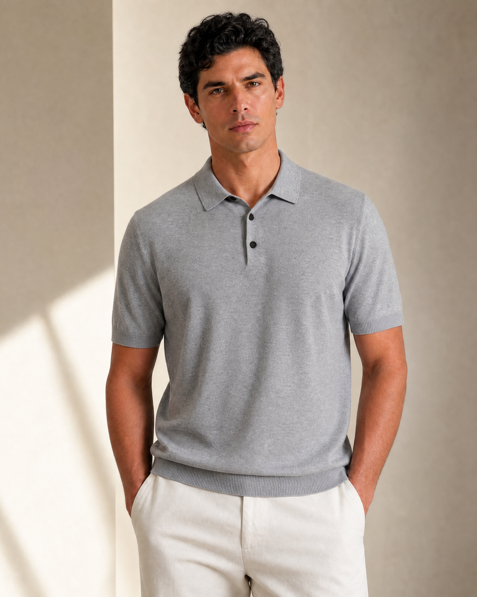 Lightweight Cashmere Short Sleeve Polo Shirt