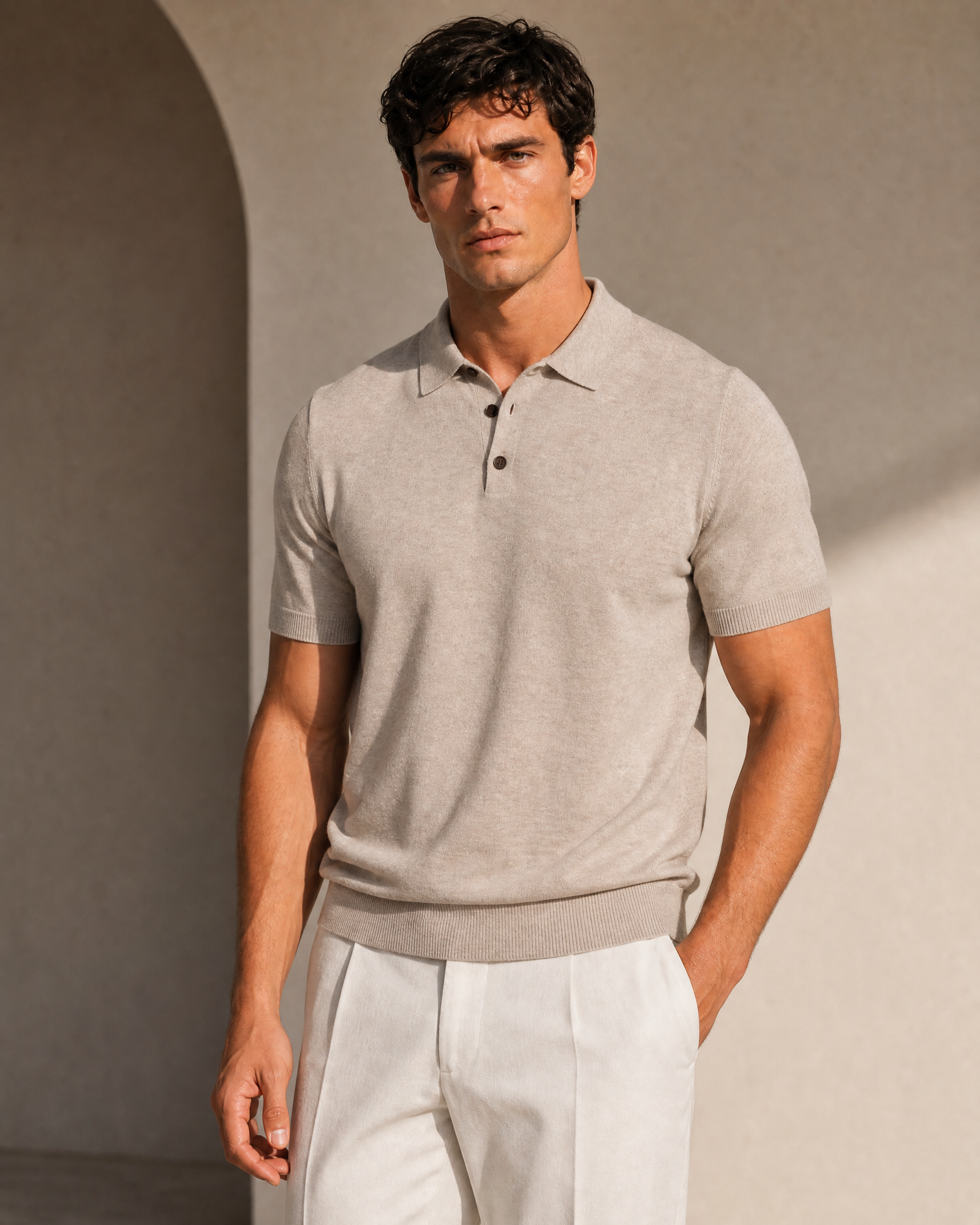 Lightweight Cashmere Short Sleeve Polo Shirt