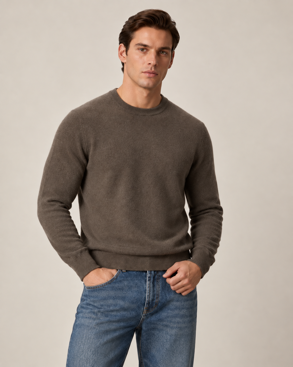Luxe 100% Cashmere Crew Neck Sweater