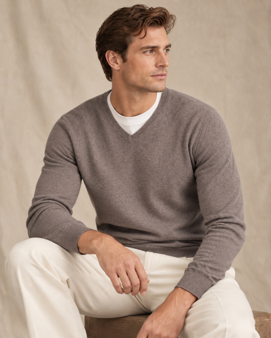 Classic Men's Cashmere V-Neck Pullover