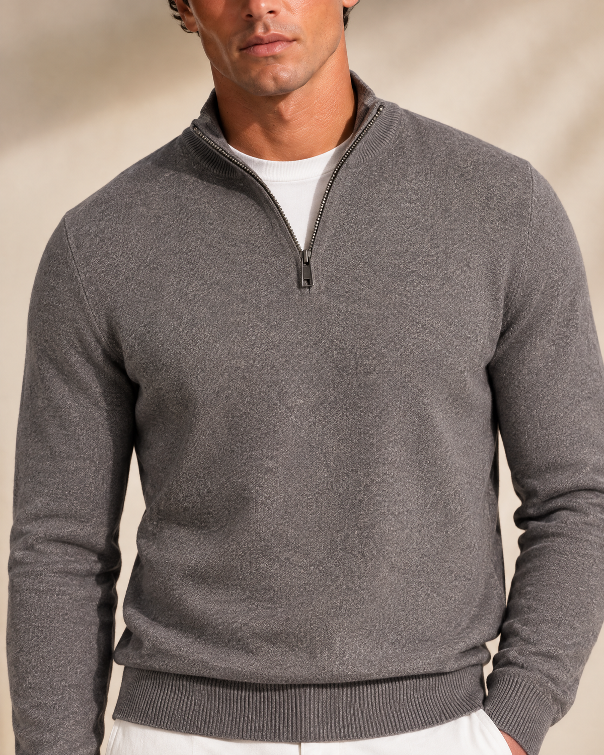 100% Cashmere Half Zip Sweater