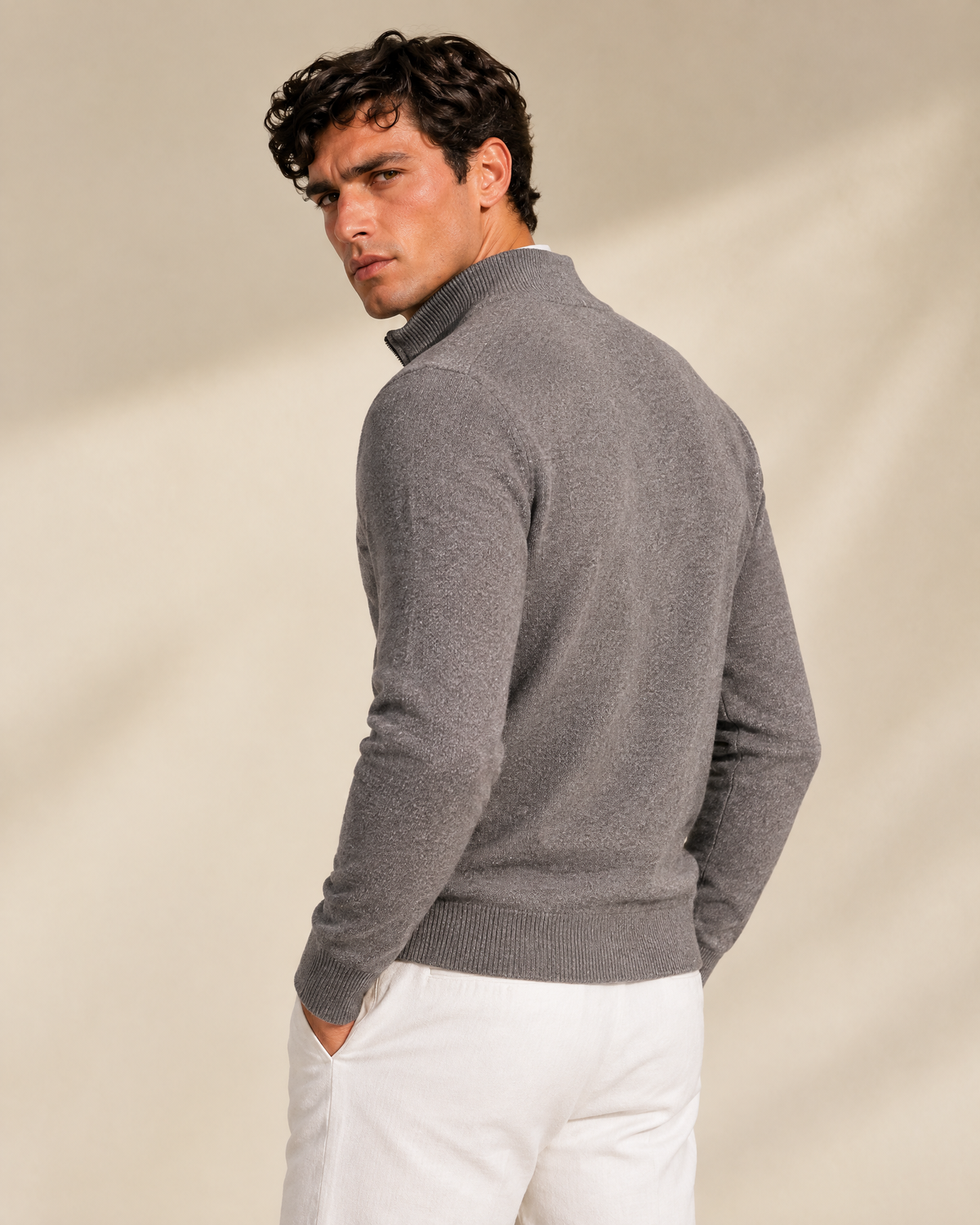 100% Cashmere Half Zip Sweater