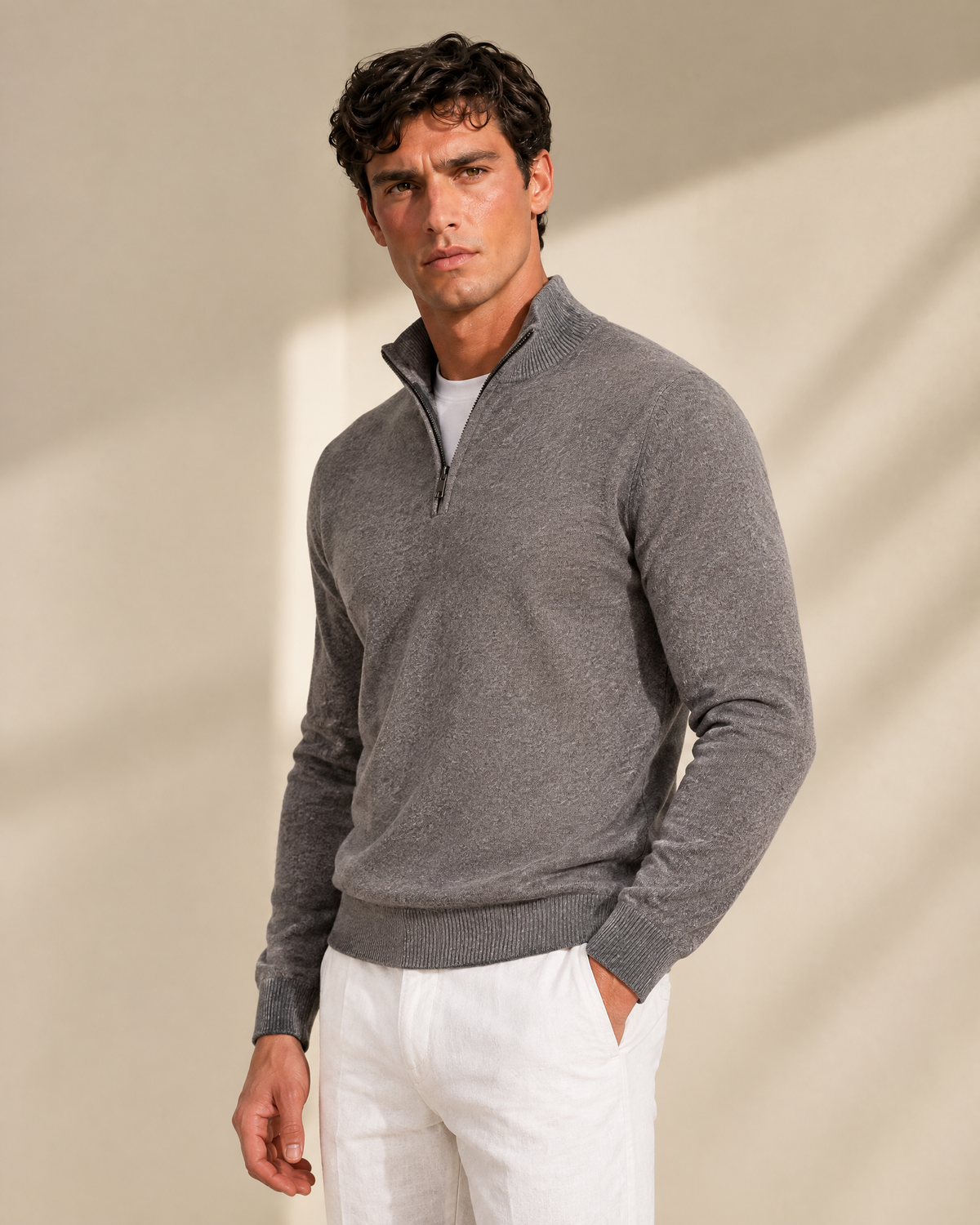 100% Cashmere Half Zip Sweater