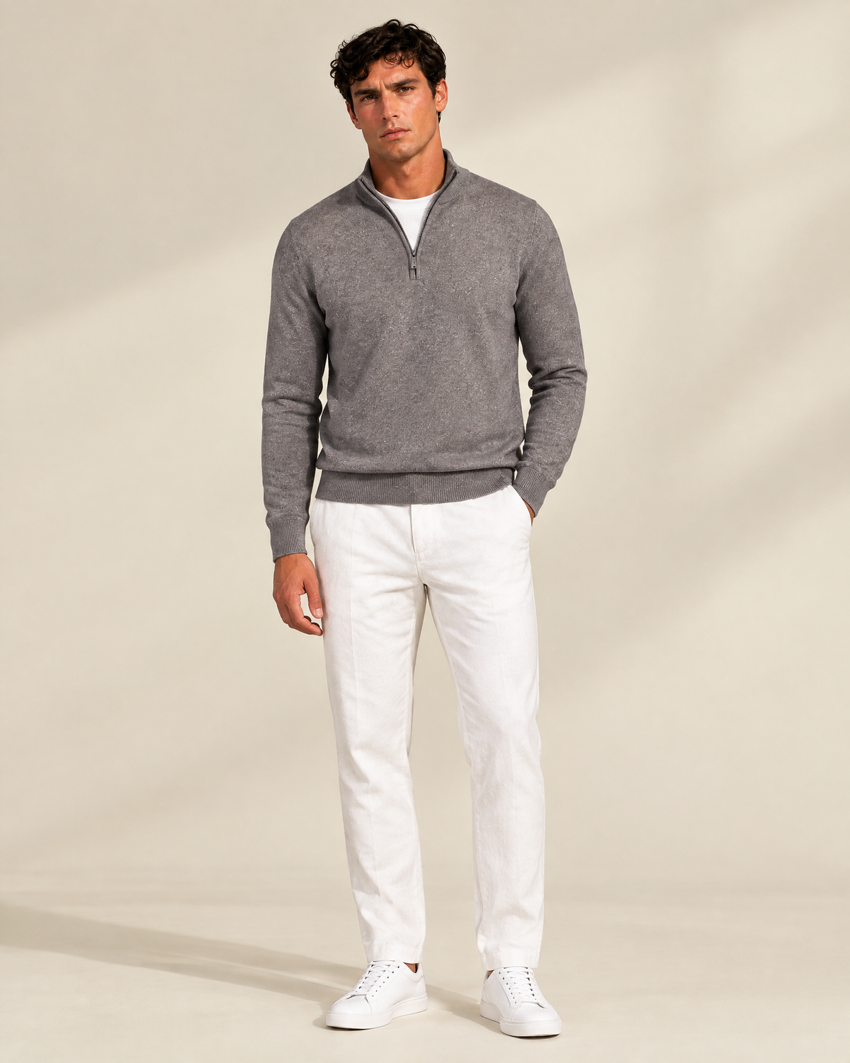 100% Cashmere Half Zip Sweater