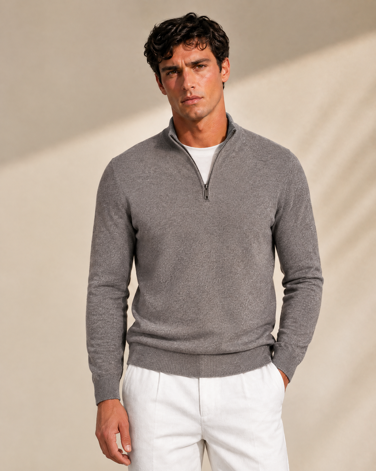 100% Cashmere Half Zip Sweater