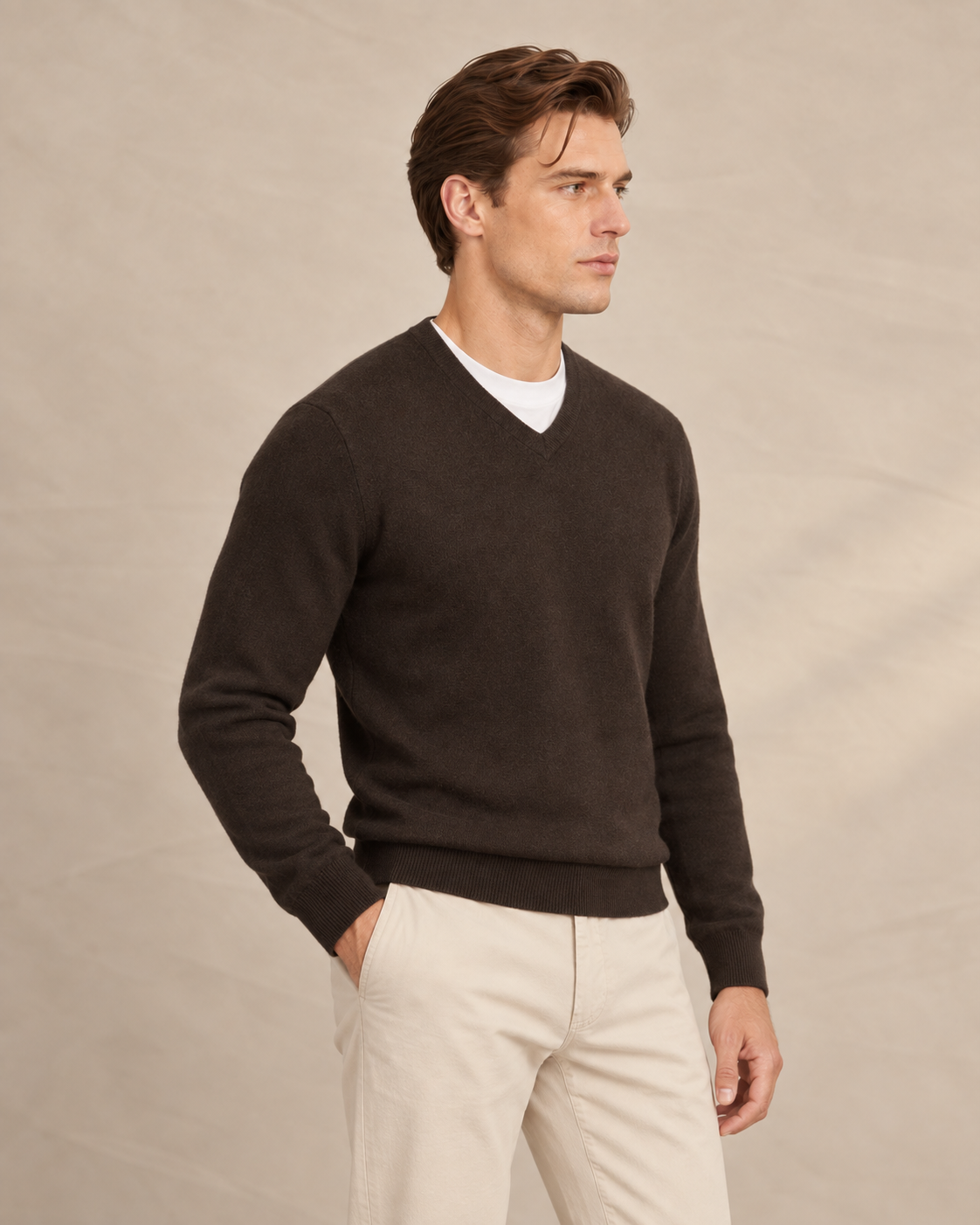 Classic Men's Cashmere V-Neck Pullover