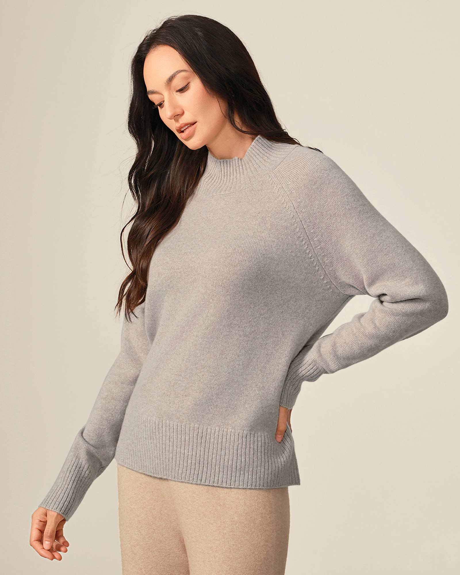 Women's 100% Cashmere Mock Neck Sweater