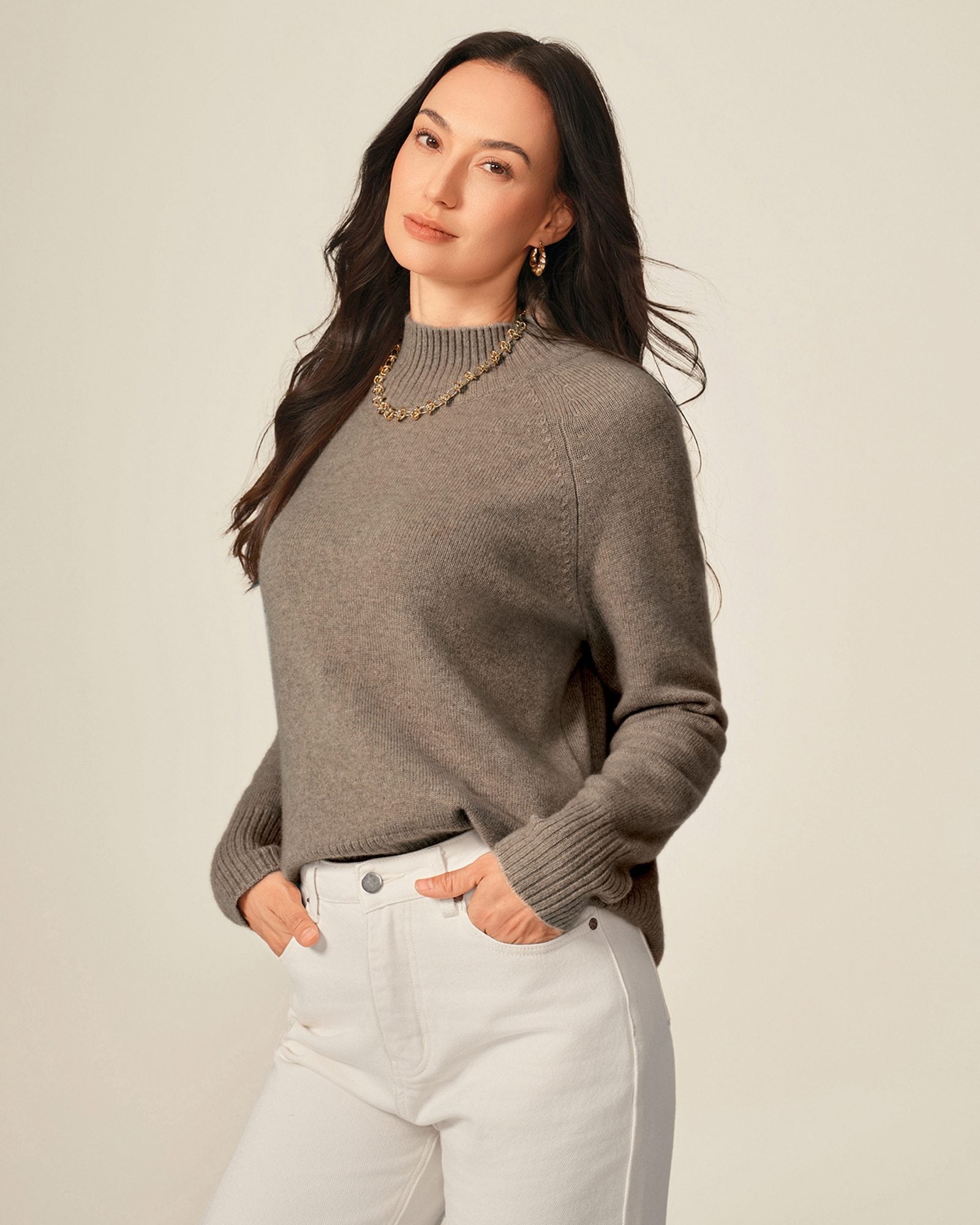Women's 100% Cashmere Mock Neck Sweater