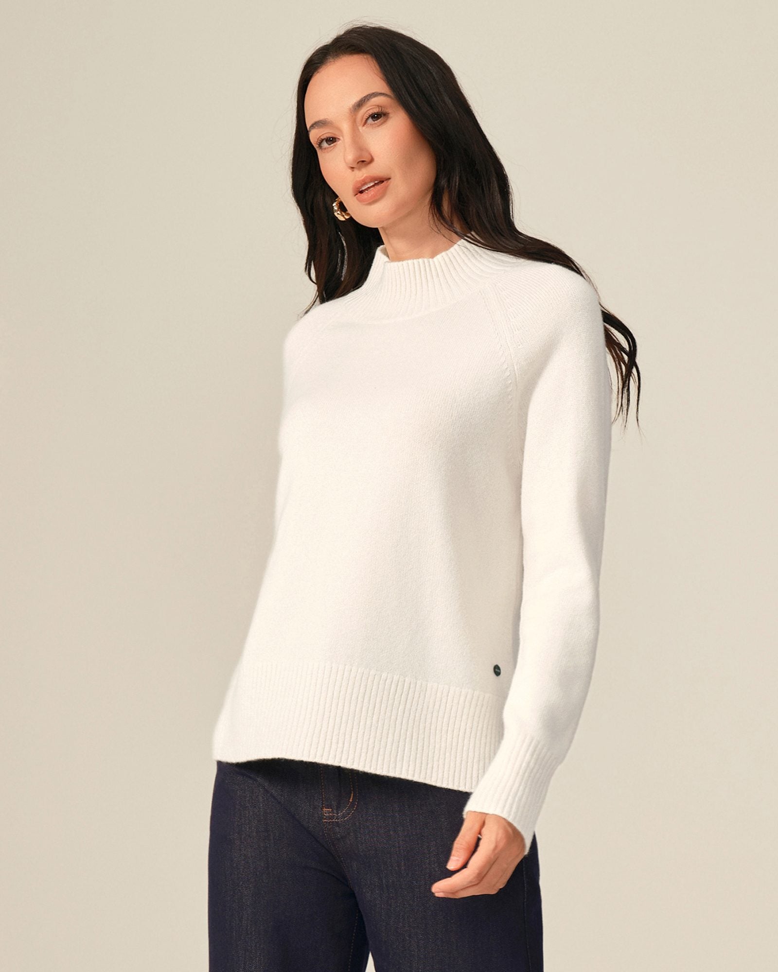 Women's 100% Cashmere Mock Neck Sweater