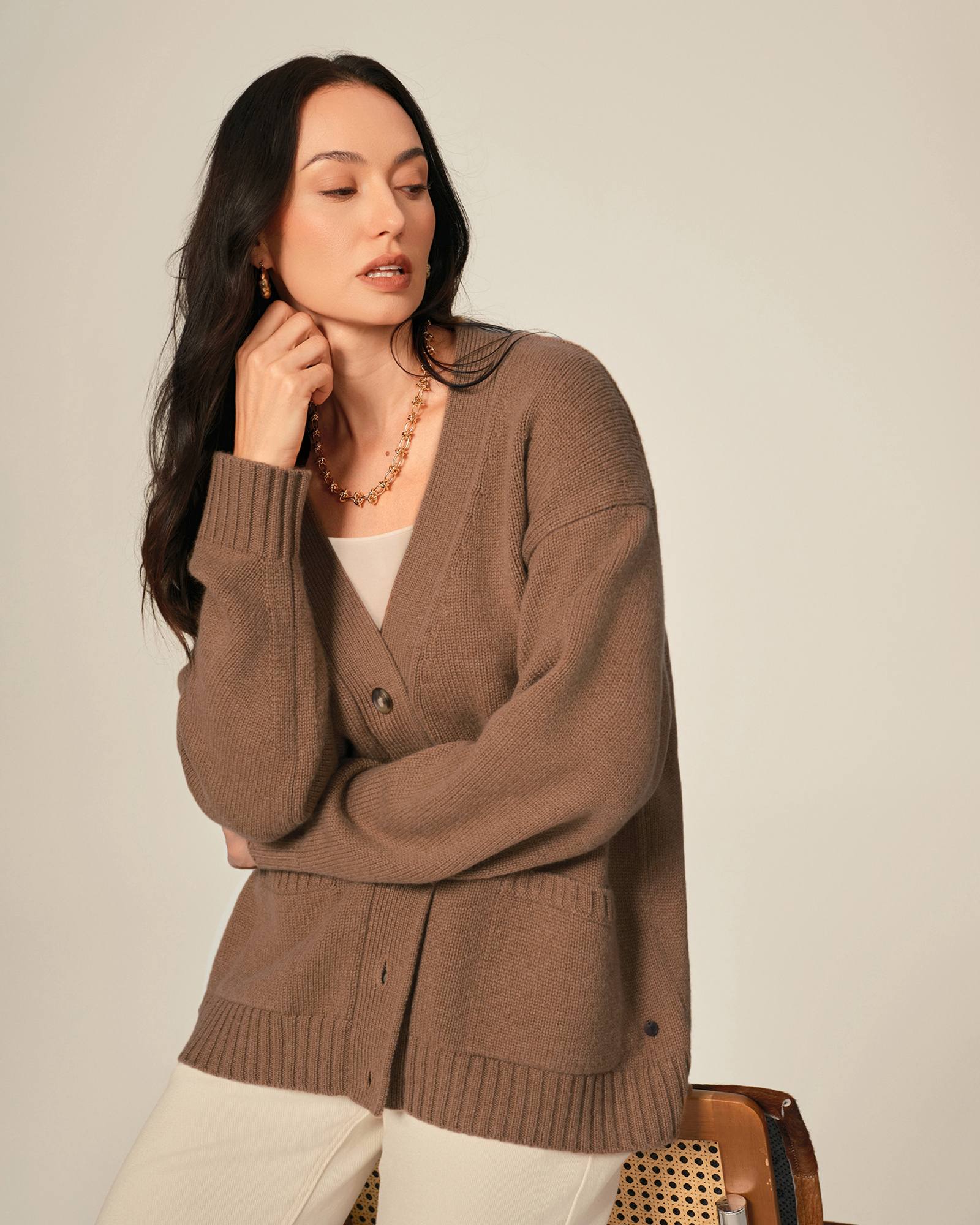 Timeless 100% Pure V-neck button cardigan