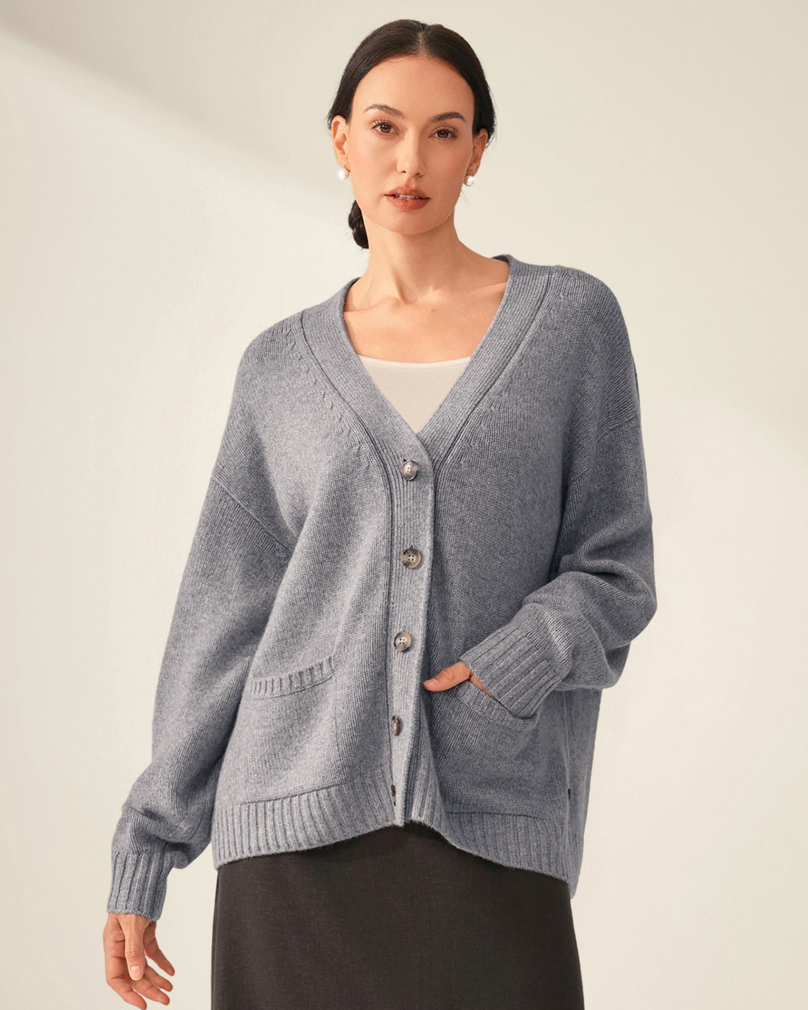 Timeless 100% Pure V-neck button cardigan