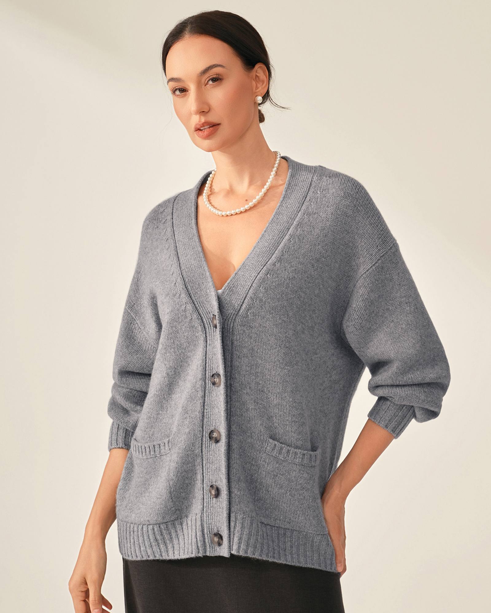 Timeless 100% Pure V-neck button cardigan
