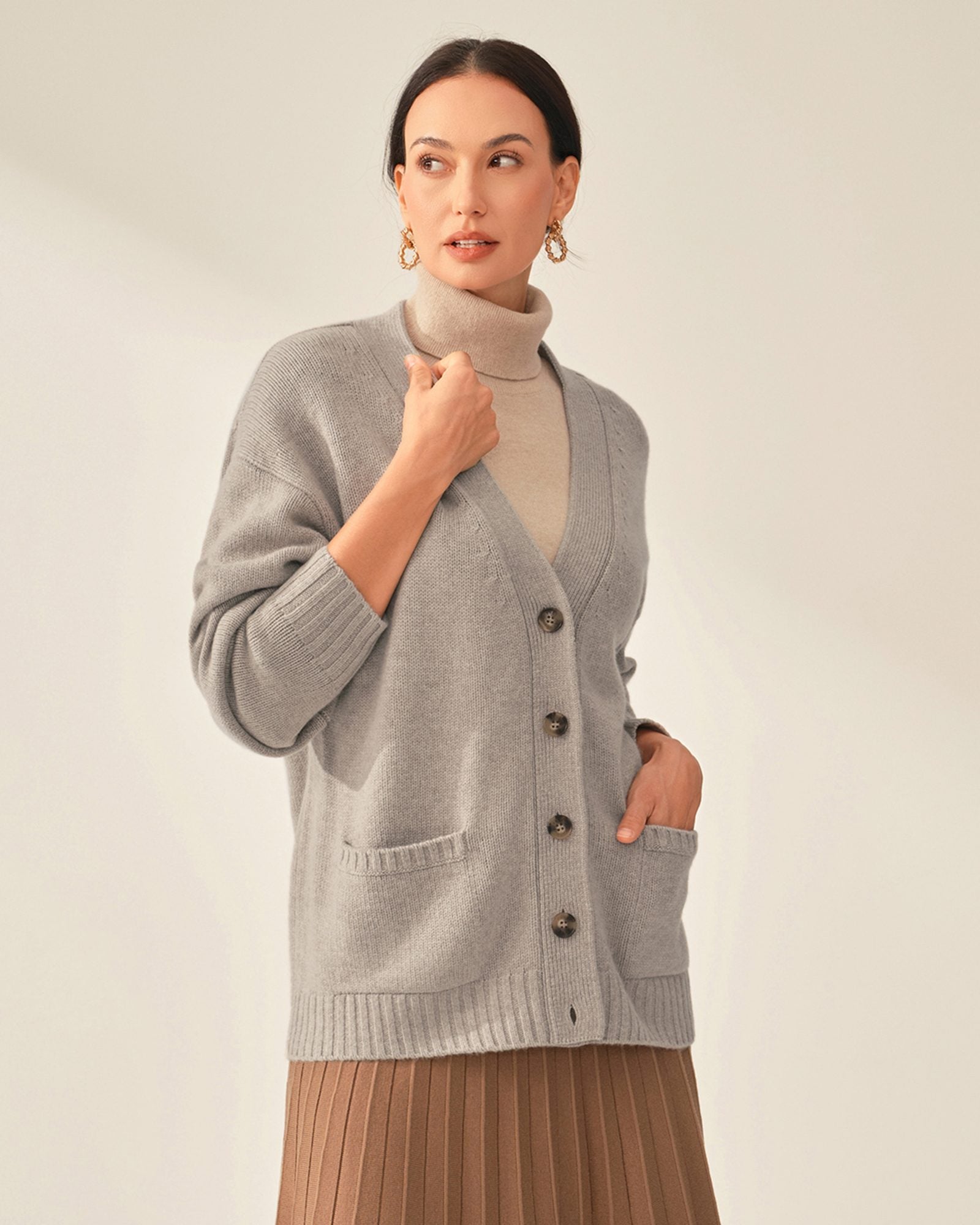 Timeless 100% Pure V-neck button cardigan