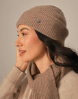 Ribbed Cashmere Beanie Hat for Women