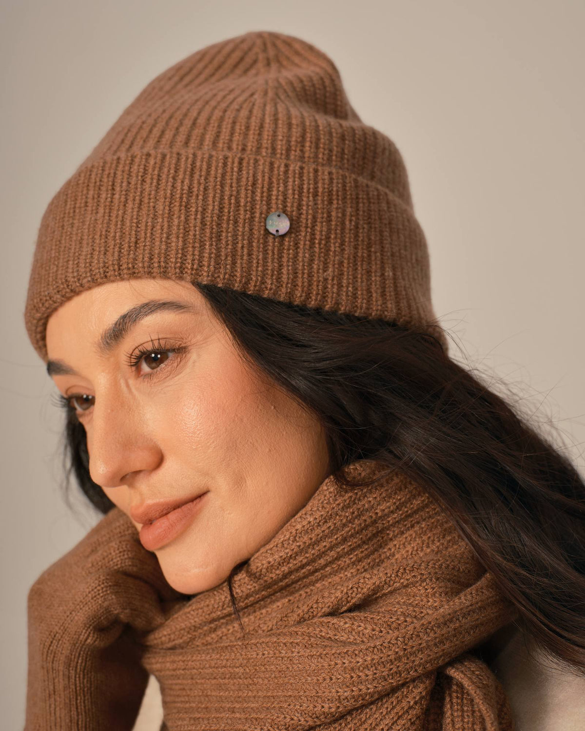 Ribbed Cashmere Beanie Hat for Women
