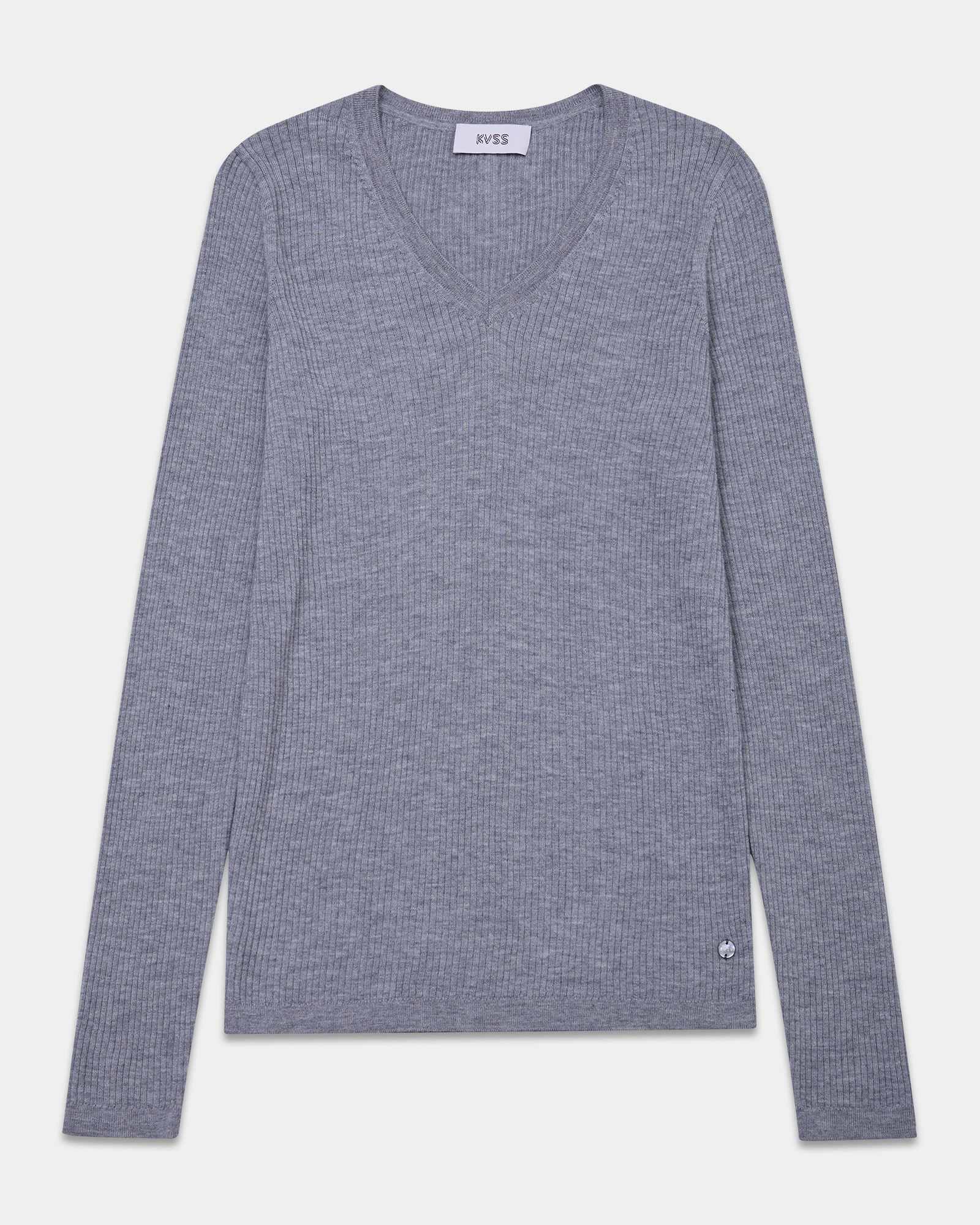 Soft Ribbed V-Neck Cashmere Sweater