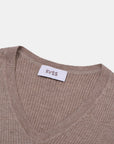 Soft Ribbed V-Neck Cashmere Sweater