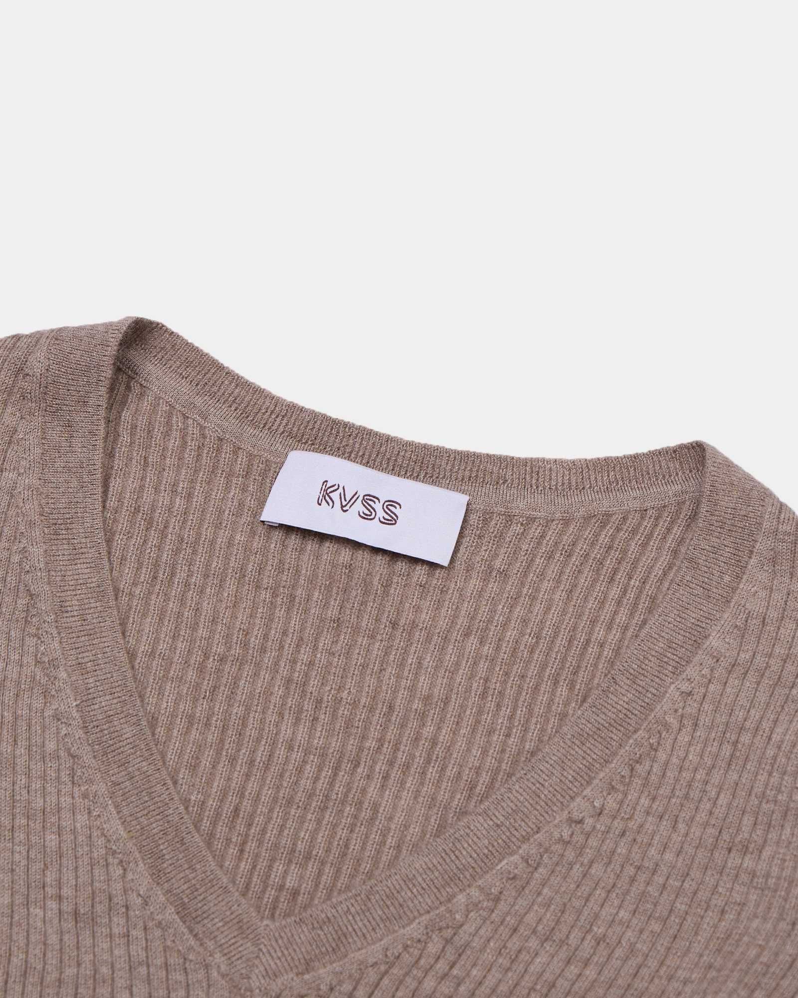 Soft Ribbed V-Neck Cashmere Sweater