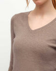 Soft Ribbed V-Neck Cashmere Sweater