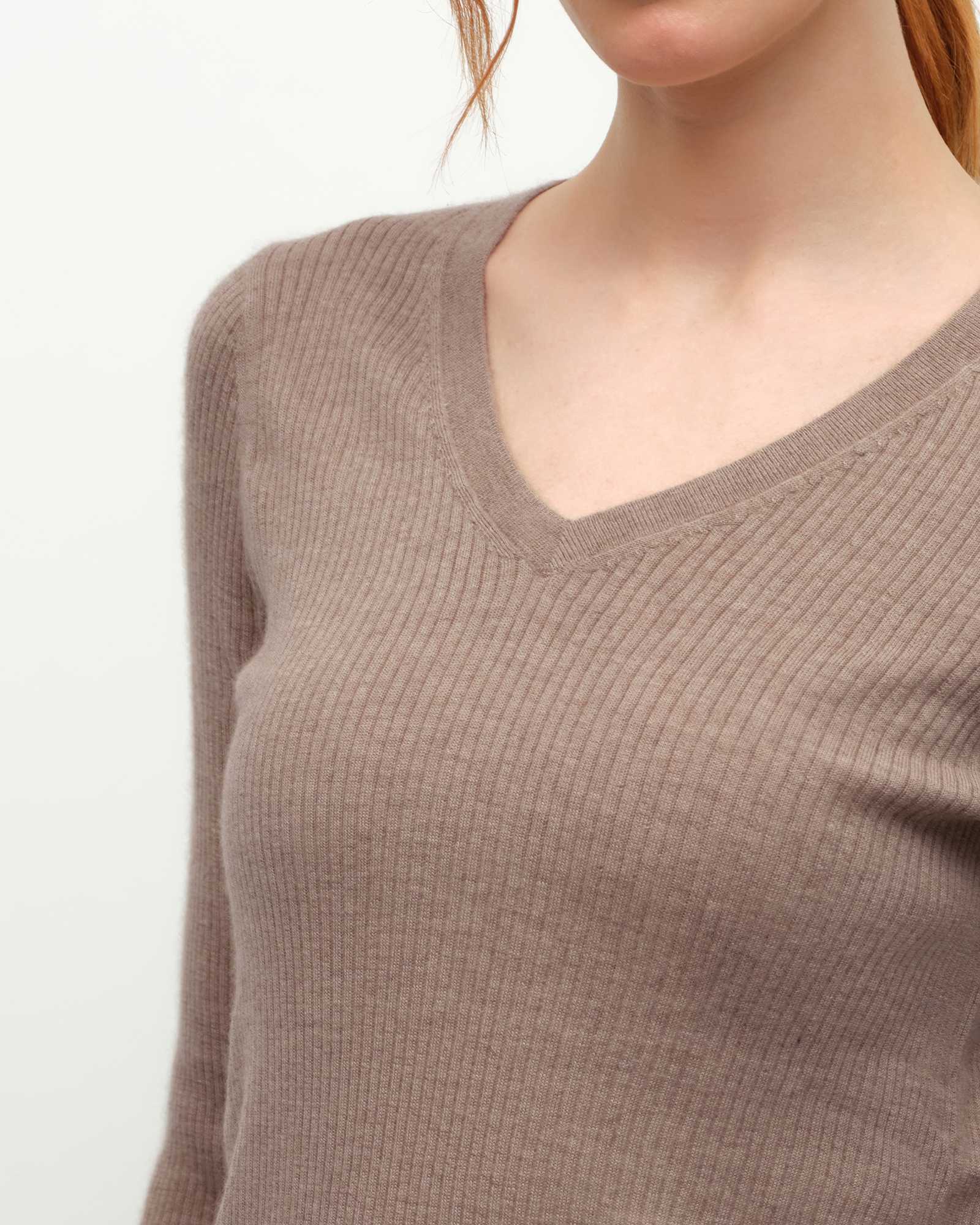 Soft Ribbed V-Neck Cashmere Sweater