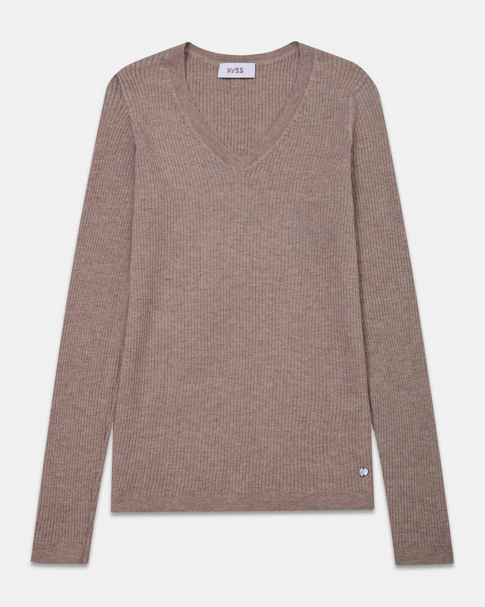 Soft Ribbed V-Neck Cashmere Sweater