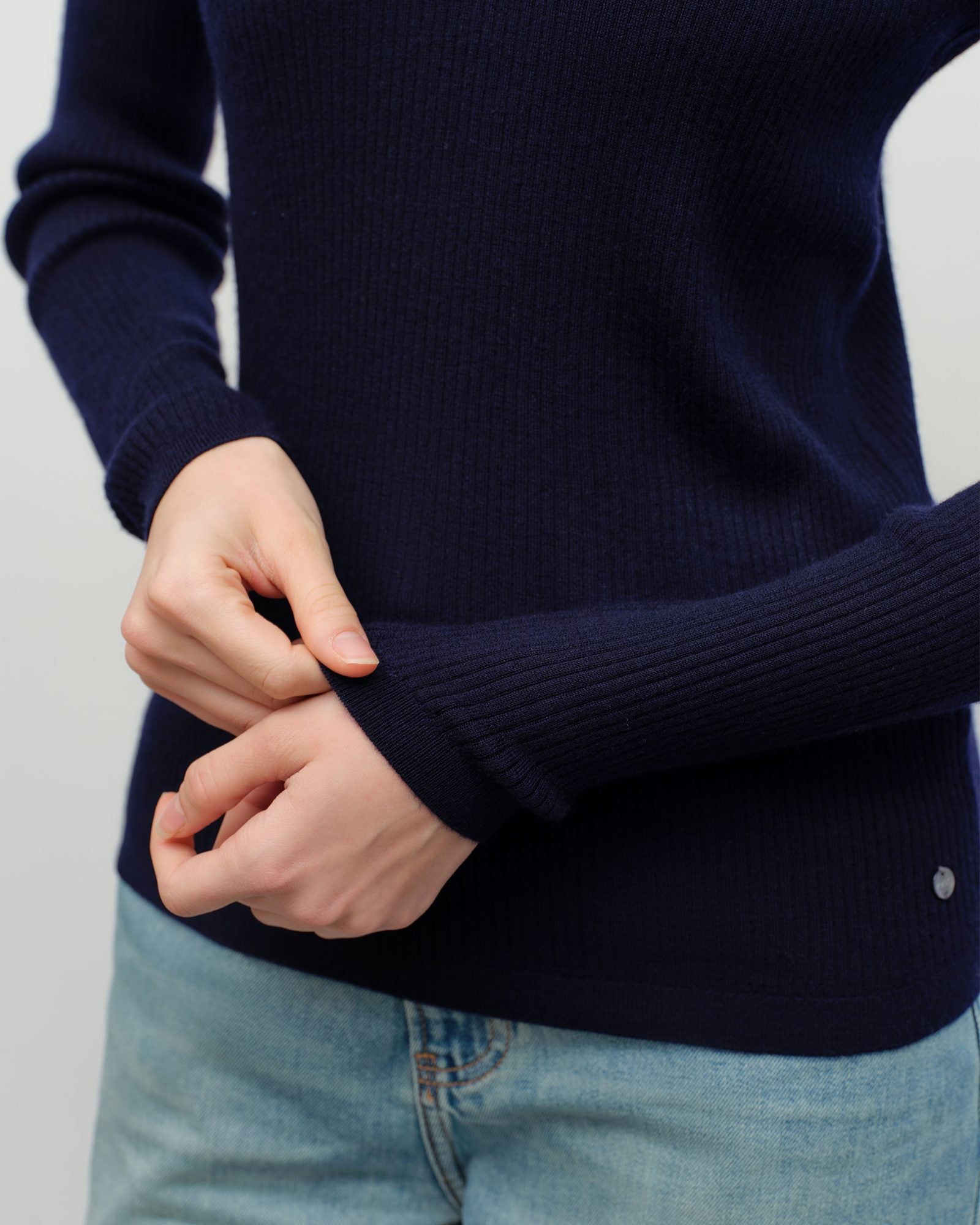 Soft Ribbed V-Neck Cashmere Sweater
