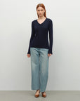 Soft Ribbed V-Neck Cashmere Sweater