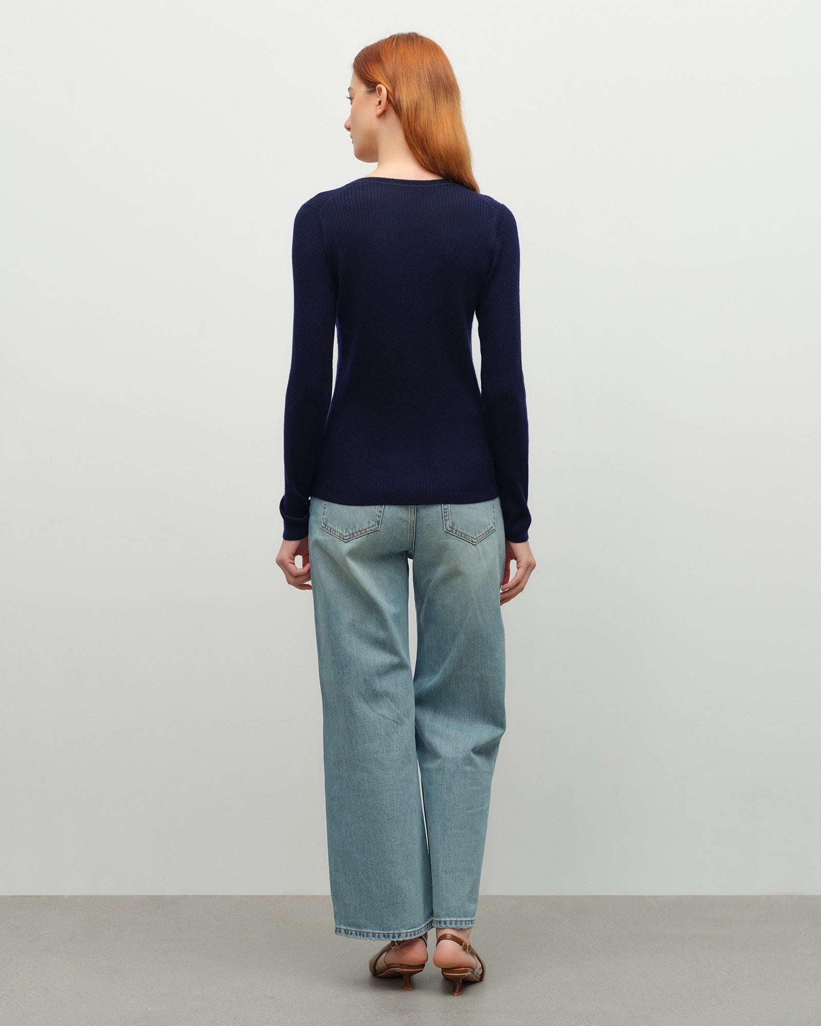 Soft Ribbed V-Neck Cashmere Sweater