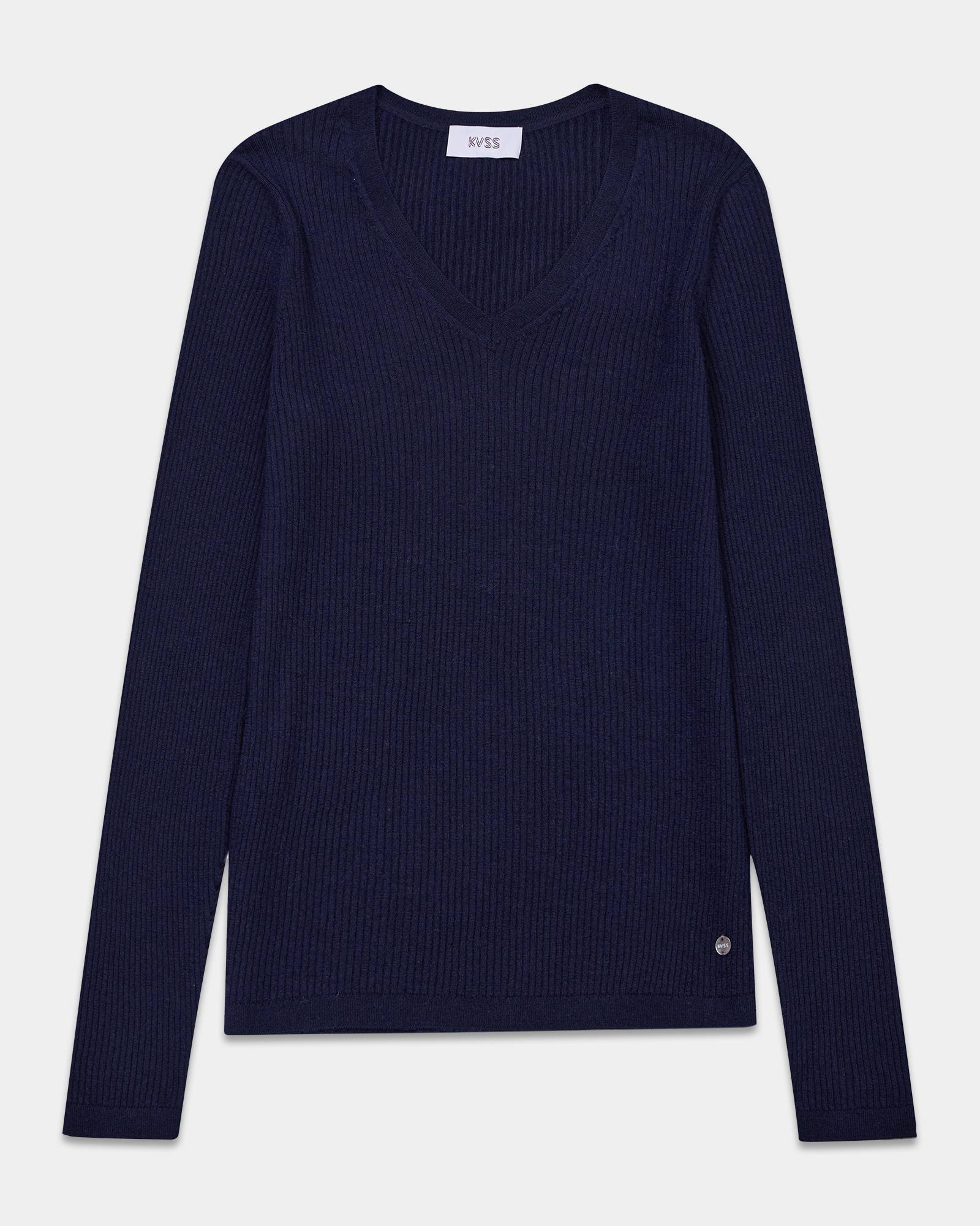 Soft Ribbed V-Neck Cashmere Sweater