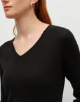 Soft Ribbed V-Neck Cashmere Sweater