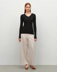 Soft Ribbed V-Neck Cashmere Sweater