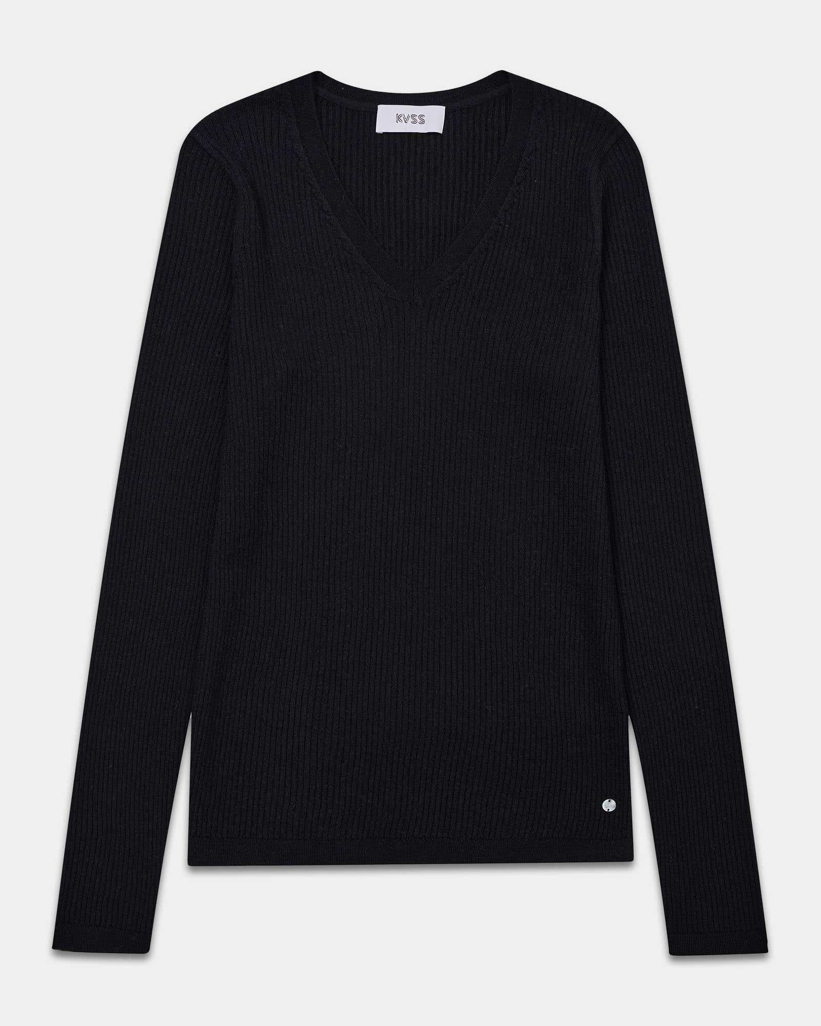 Soft Ribbed V-Neck Cashmere Sweater