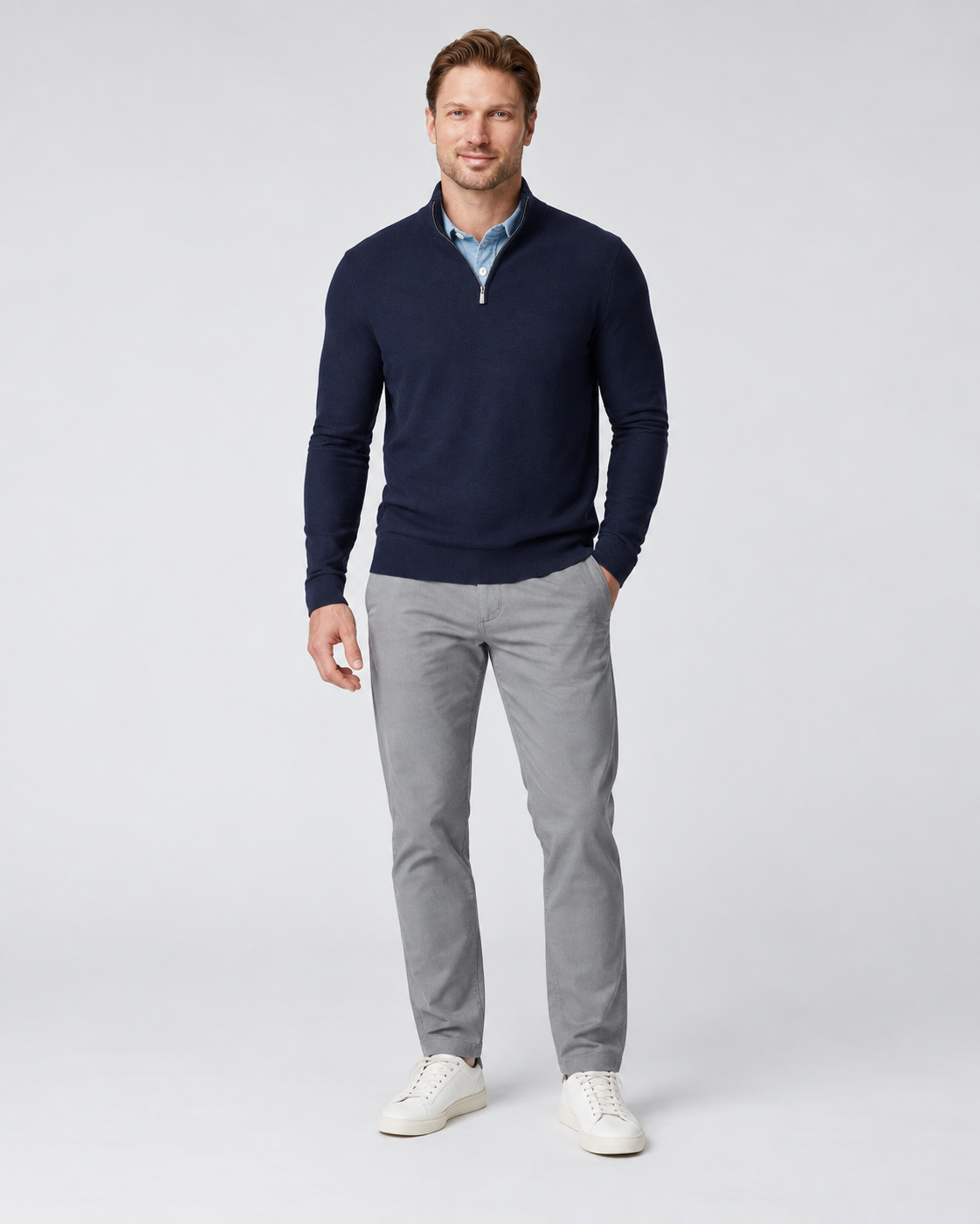 100% Cashmere Half Zip Sweater