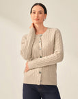 100% Cashmere Cable Knit Button Cardigan