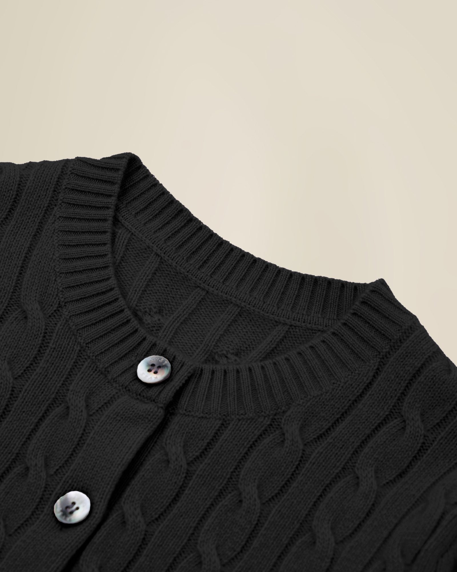 100% Cashmere Cable Knit Button Cardigan