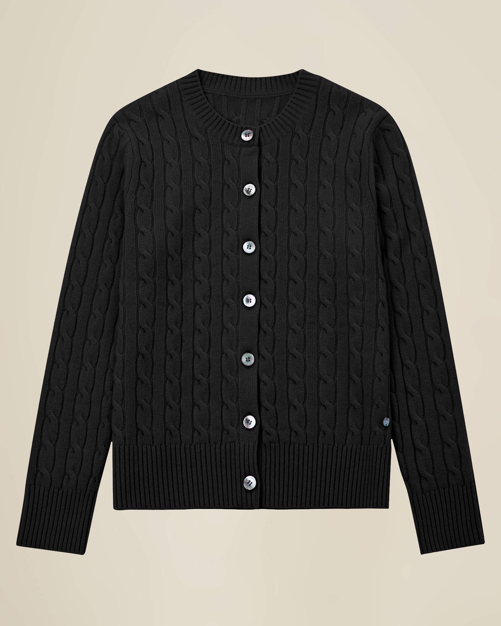 100% Cashmere Cable Knit Button Cardigan