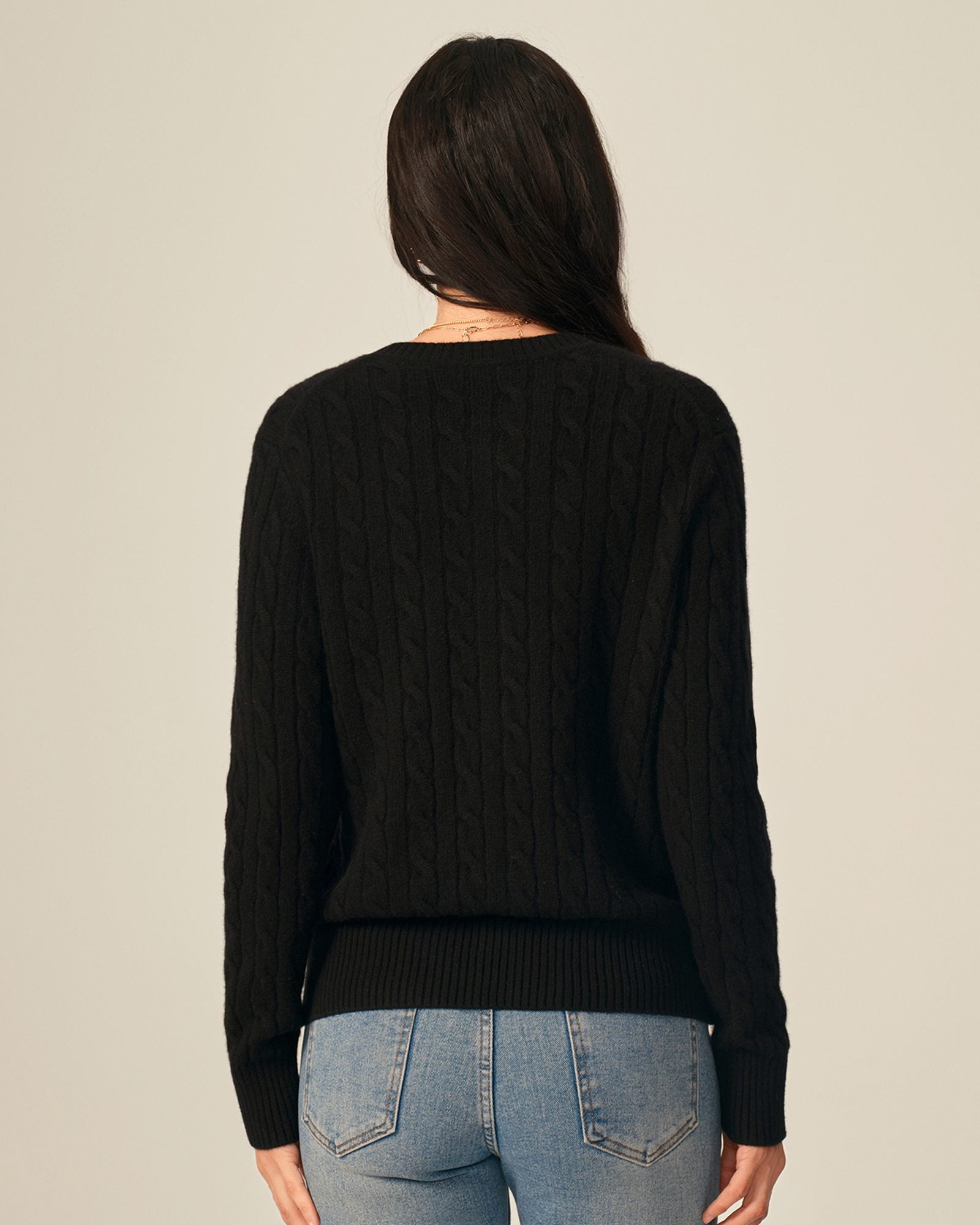 100% Cashmere Cable Knit Button Cardigan