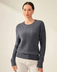 Pure Cashmere Cable Knit Sweater for Women