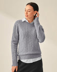 Pure Cashmere Cable Knit Sweater for Women