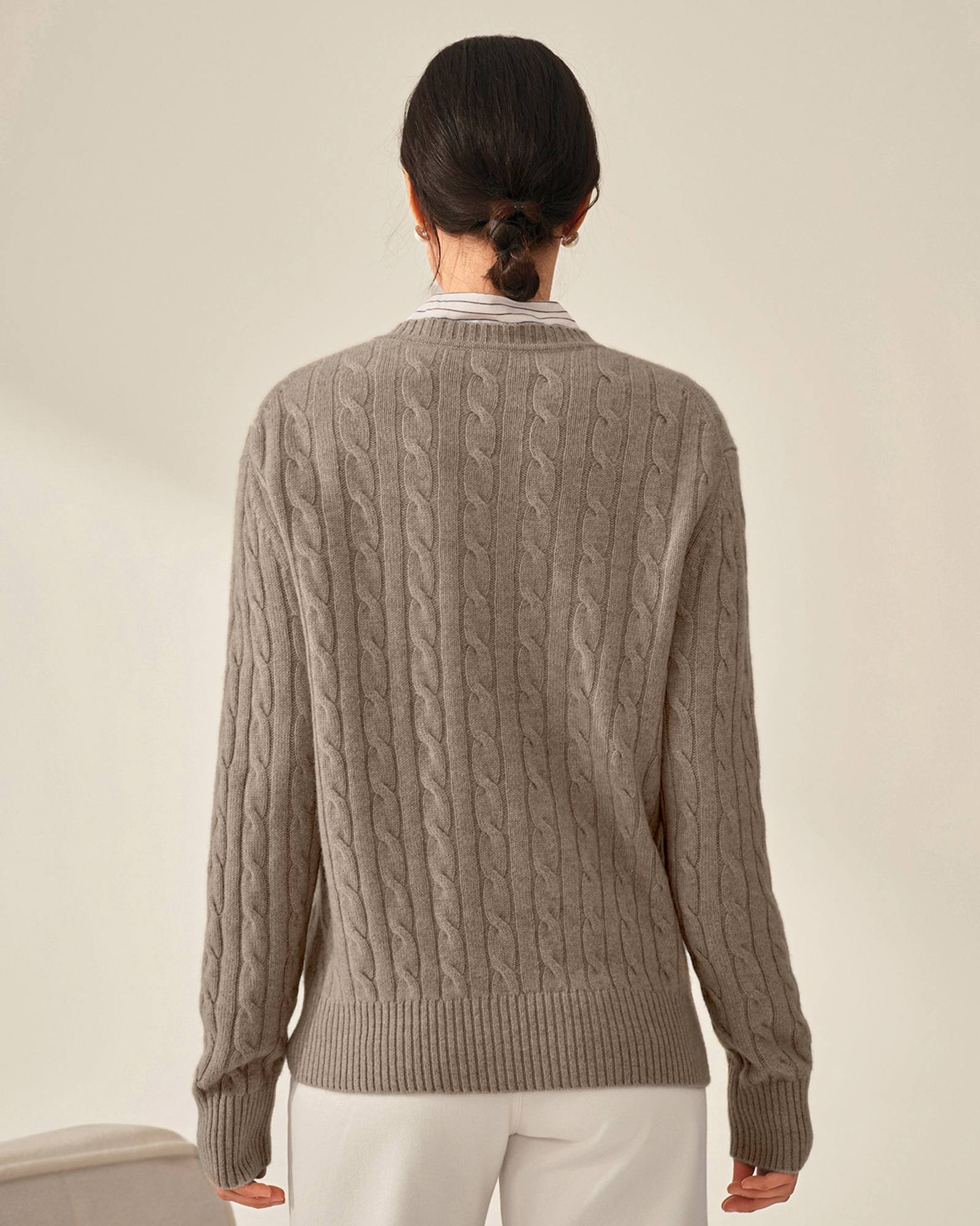 Pure Cashmere Cable Knit Sweater for Women