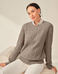 Pure Cashmere Cable Knit Sweater for Women