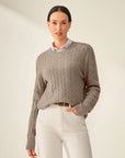 Pure Cashmere Cable Knit Sweater for Women