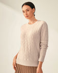 Pure Cashmere Cable Knit Sweater for Women
