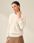 Pure Cashmere Cable Knit Sweater for Women