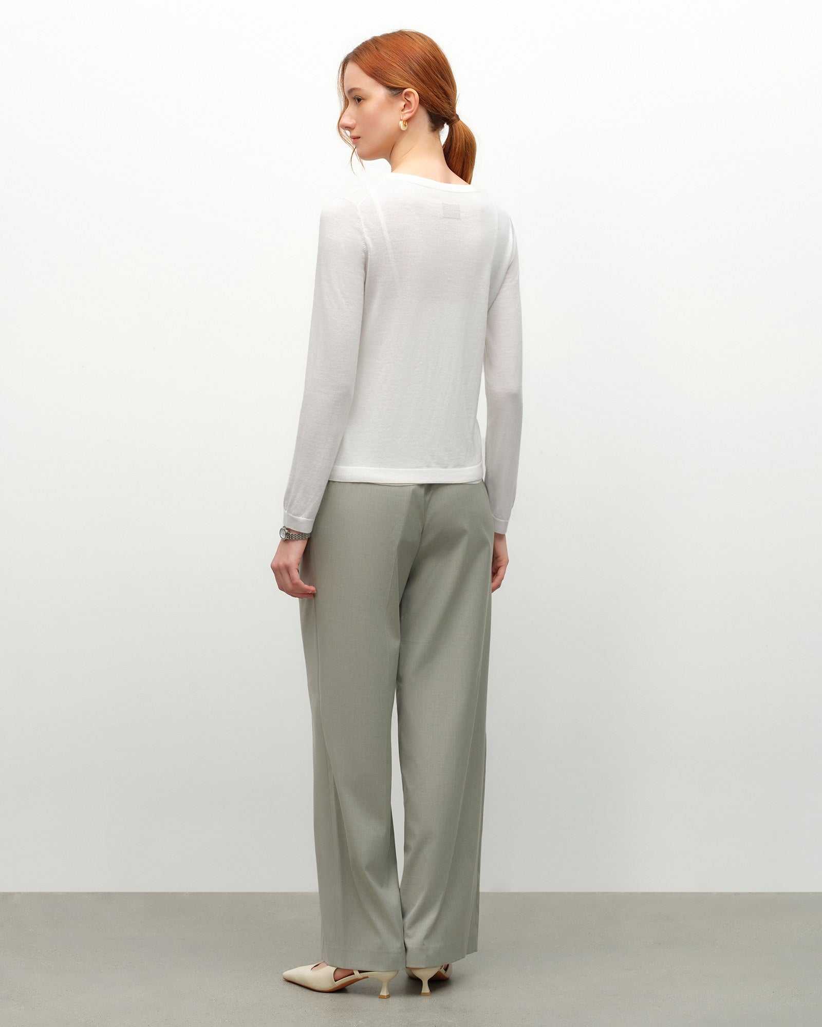 Lightweight Cashmere Silk Crew Cardigan