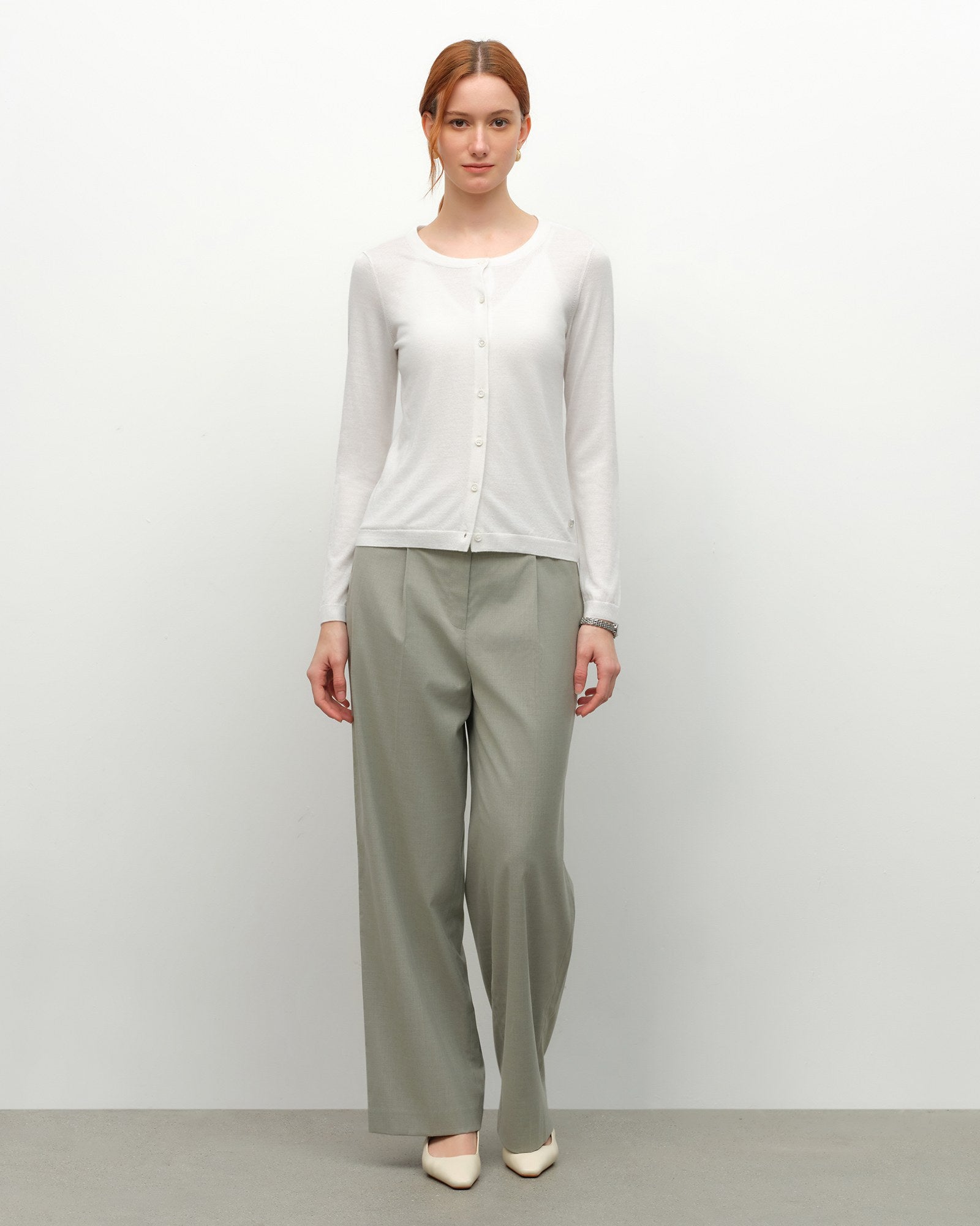 Lightweight Cashmere Silk Crew Cardigan