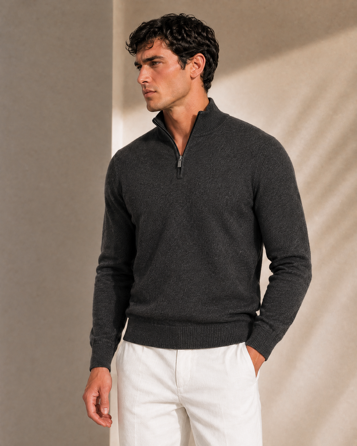 100% Cashmere Half Zip Sweater