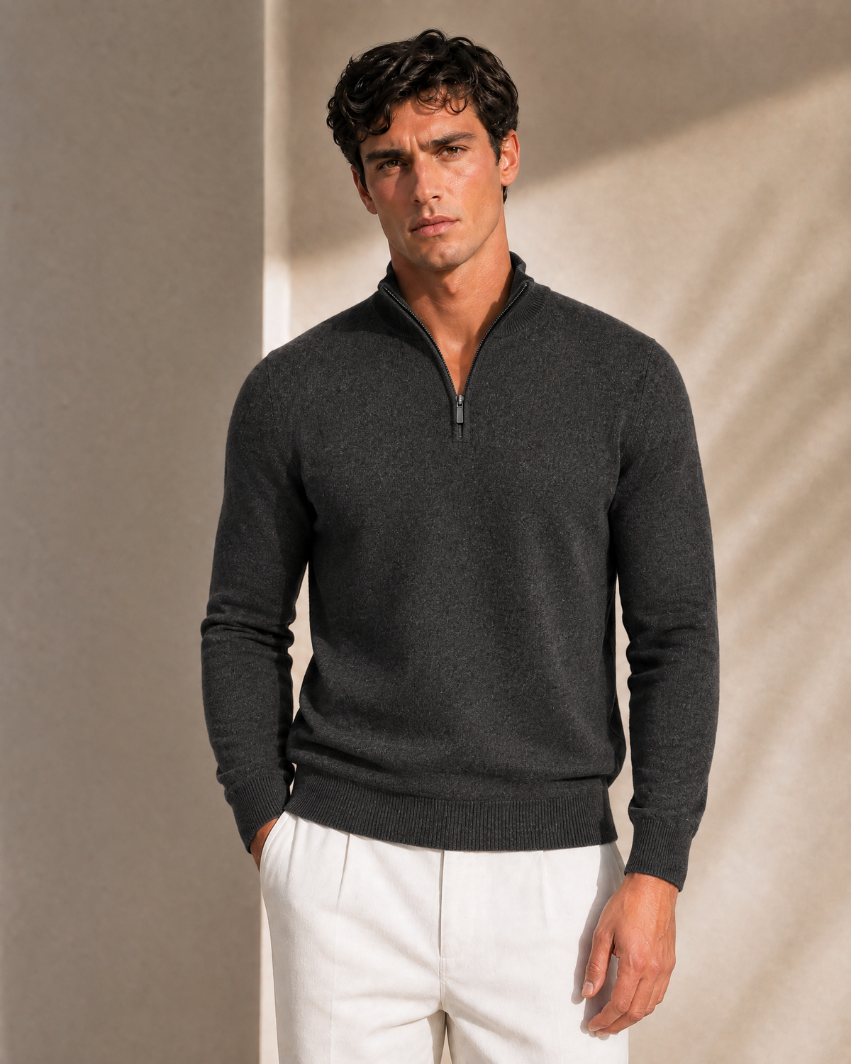 100% Cashmere Half Zip Sweater