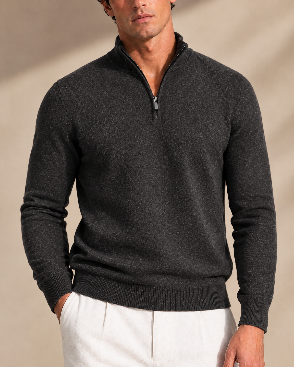100% Cashmere Half Zip Sweater